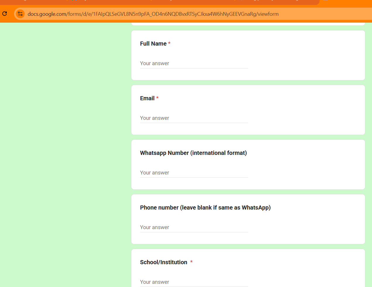 regular google contact form