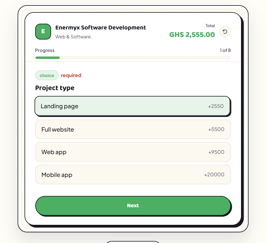 instant pricing calculator