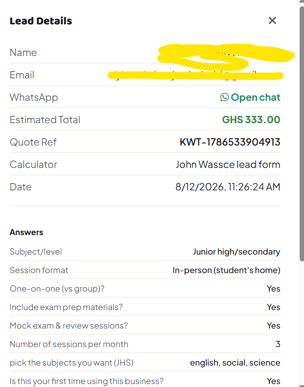 every enquiry is saved for you and requires no manual typing from you