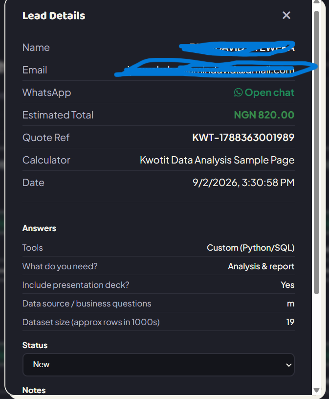 every enquiry is saved for you and requires no manual typing from you